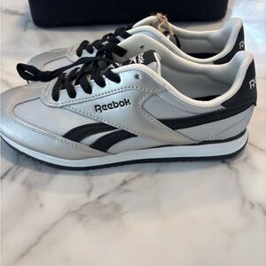 Reebok Metallic Silver and Black Sneakers